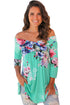 Mint Floral Off Shoulder Crisscross Top